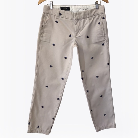 J. Crew Scout 100% Cotton Embroidered Stars Women’s Pants 0/2 - Picture 10 of 14